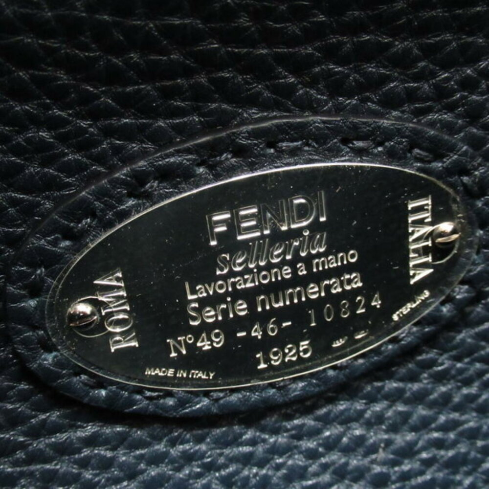 Fendi Peekaboo Handbag Leather Navy Blue Bag Business Work - Picture 9 of 10